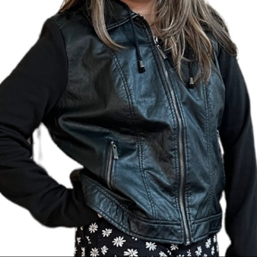 E2 Black Polyvinyl Jacket for Girls